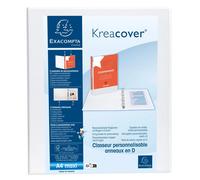 Exacompta Classeur cartonné Kreacover® personnalisable 2 anneaux D 25 mm A4 maxi Dos 2,5 cm Blanc