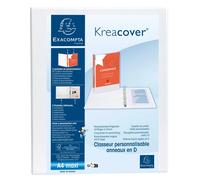 EXACOMPTA Classeur PP personnalisable Kreacover - 4 anneaux en D 20mm - A4 maxi - Blanc