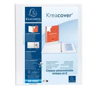 EXACOMPTA Classeur PP personnalisable Kreacover - 4 anneaux en D 25mm - A4 maxi - Blanc