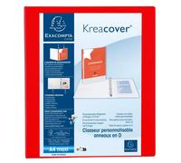 EXACOMPTA Classeur PP personnalisable Kreacover - 4 anneaux en D 25mm - A4 maxi - Rouge