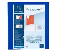 EXACOMPTA Classeur PP personnalisable Kreacover - 4 anneaux en D 30mm - A4 maxi - Bleu