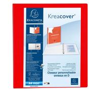 EXACOMPTA Classeur PP personnalisable Kreacover - 4 anneaux en D 40mm - A4 maxi - Rouge