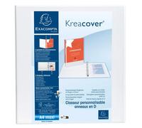 EXACOMPTA Classeur PP personnalisable Kreacover - 4 anneaux en D 60mm - A4 maxi - Blanc