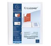 Exacompta Classeur personnalisable rigide 2 poches KreaCover 2 anneaux en D 25 mm A4 maxi Blanc