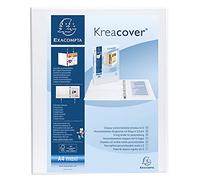Exacompta Classeur KreaCover rigide personnalisable 2 poches 2 anneaux en D 20 mm A4 Maxi Blanc