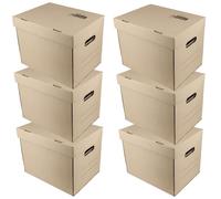 Exacompta D.RECT Lot de 6 Boîtes d’Archivage en Carton A4-250x340x260 mm, 360 g/m² - Couvercle Rabattable - Capacité 20 kg - Idéal pour Documents Dossiers Stockage Bureau Maison