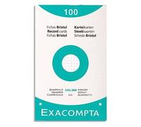 Exacompta – Étui 100 fiches bristol 125 x 200 mm quadrillées 5x5 perforées – Réf. 13603E – Blanc