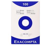 Exacompta - Réf. 13302E - Étui de 100 fiches bristol unies non perforées - format 100 x 150 mm - compatibles avec imprimante jet d'encre, laser et photocopieur - couleur blanc