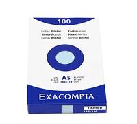 Exacompta Etui 100 Fiches Bristol Unies Non Perforées Azur 148x210 mm