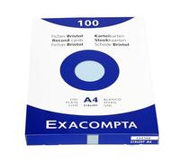 Exacompta Etui 100 Fiches Bristol Unies Non Perforées Azur 210x297 mm