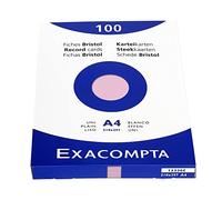 Fiche bristol 210 x 297mm unie rose non perforée Exacompta - Boîte de 100