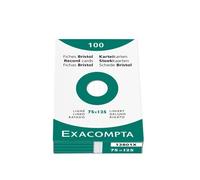 Exacompta Étui De 100 Fiches Bristol Blanc Ligné Non Perforé 75x125mm Blanc