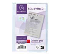 EXACOMPTA Etui de protection pour carte grise 3 volets PVC lisse 20/100e - Cristal
