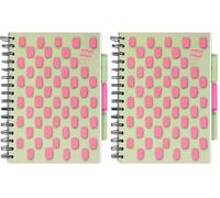 Exacompta Europa Splash EU1509Z Cahier de projet avec 3 intercalaires en plastique, couverture PP brillante, 200 pages lignées, format A5 avec pages micro-perforées, couverture rose/vert (Lot de 2)