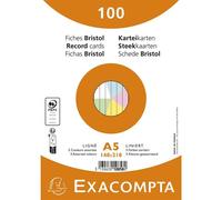 Exacompta Fiches Bristol, A5, Ligné, Assorti