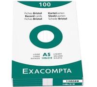 Exacompta - Réf. 13808B - Étui de 100 fiches bristol lignées non perforées - format 148 x 210 mm - compatibles avec imprimante jet d'encre, laser et photocopieur - couleur blanc