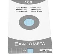 Exacompta Fiches bristol A5 148 x 210 mm quadrillées 5x5 bleu azur non perforées – Boîte de 100