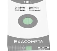 Exacompta - Réf. 13248E - Étui de 100 fiches bristol quadrillées 5x5 non perforées - format 148 x 210 mm - compatibles avec imprimante jet d'encre, laser et photocopieur - couleur vert