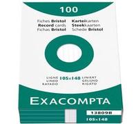 EXACOMPTA Fiches bristol, A6, ligné, blanc Blanc G