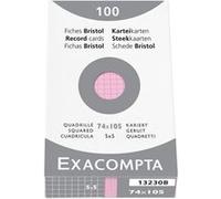 Exacompta Étui 100 fiches Bristol A7 74x105 mm quadrillé 5x5 Rose