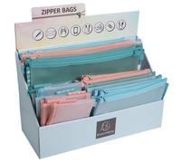 Présentoir de 36 pochettes zip A4-A5-A6 Chromaline pastel - Couleurs assorties