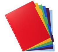 Exacompta Intercalaires porte-vues à anneaux 6 onglets polypropylènes, couleurs assorties A4 maxi