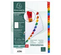 Intercalaires Imprimés alphabétiques carte blanche 160g - 20 positions - A4 - Blanc