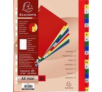 Intercalaire A4+ polypropylène coloré Exacompta 20 onglets alphabétiques - Coloris assortis - 1 jeu