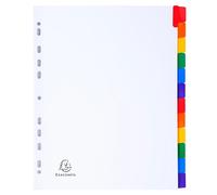 Intercalaire A4+ carte blanche Exacompta 12 onglets neutres multicolores - 1 jeu