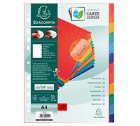Exacompta - Réf. 2212E - Intercalaires en carte lustrée 225g/m2 FSC® avec 12 onglets neutres en couleurs - renforcés et plastifiés - Bande de perforation renforcée - Format à classer A4