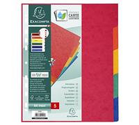 EXACOMPTA Intercalaires en véritable carte lustrée souple 225g/m2 FSC® avec 5 onglets neutres - Couleurs assorties
