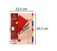Intercalaires imprimés numériques polypropylène 12/100e - 12 positions - A4 - Assorties vives