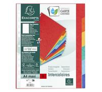Intercalaire A4+ carte lustrée colorée Exacompta 6 onglets neutres multicolores - 1 jeu