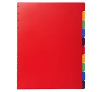 Intercalaires polypropylènes couleurs 10 positions pour porte-vues à anneaux - Couleurs assorties