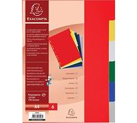 Exacompta Intercalaires polypropylène souple A4 6 positions Couleurs assorties