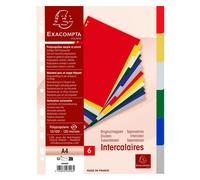 Intercalaires polypropylène souple 6 positions - A4 - Couleurs assorties