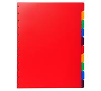 Intercalaires polypropylènes couleurs 10 positions pour porte-vues à anneaux - Couleurs assorties