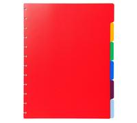 Intercalaires polypropylènes couleurs 6 positions pour porte-vues à anneaux - Couleurs assorties