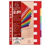 Exacompta - Intercalaires A4 - Polypropylène opaque semi-rigide - 6 positions - Couleurs assorties