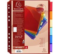 Exacompta Intercalaires avec pochette polypropylène 6 positions – A4 maxi – Couleurs assorties