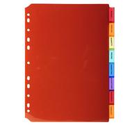 Intercalaires PP transparent couleurs avec porte étiquette A4 8 positions - Couleurs assorties