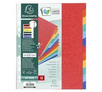 Exacompta Intercalaires A4+ carte lustrée 12 onglets neutres – coloris assortis – 1 jeu