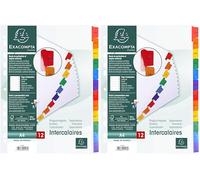 EXACOMPTA Jeu d'intercalaires numérique 12 positions en carte blanche 160g, onglets Mylar®. Format A4 (Lot de 2)