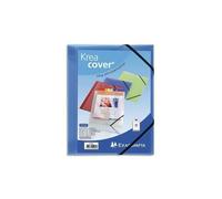 Exacompta Chemise à élastiques Krea Cover – 3 rabats polypropylène translucide A4 Bleu