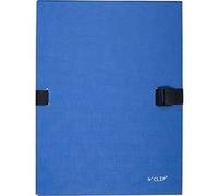 Chemise extensible NCLIP en papier toilé. Sangle à clip. Dos rainuré 13cm. Coloris bleu