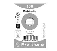 Exacompta Lot de 100 cartes d'index avec film protecteur - Papier Bristol quadrillé 5x5 - 55x74 mm - Blanc