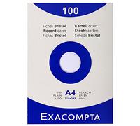 EXACOMPTA Lot de 2 Etuis de 100 fiches BRISTOL 210x297 A4 Blanc Uni