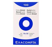 EXACOMPTA Lot de 5 étuis de 100 fiches BRISTOL BLANC 75/125