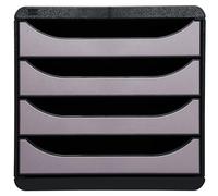 Module de classement Exacompta Big Box 4 tiroirs coffre noir - noir/argent