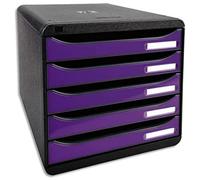 Module de classement Exacompta Big Box Plus 5 tiroirs violet glossy